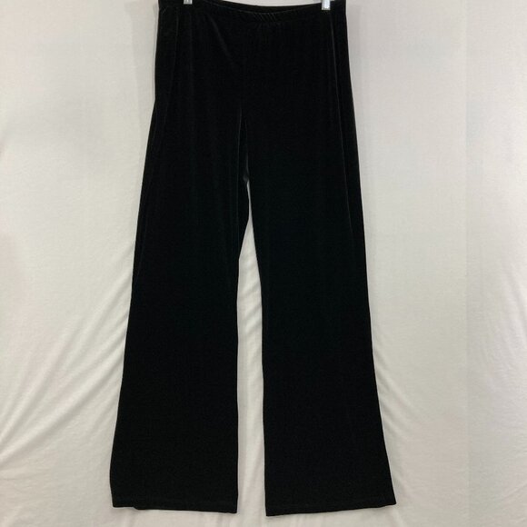 Baranda Large Black Velvet Stretch Wide Leg Pants Canada Made Preppy - Picture 1 of 7